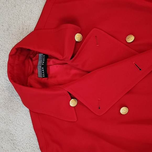 Linda Allard Ellen Tracy red trench coat 2 - Picture 5 of 13